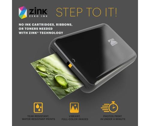 Kodak STEP Instant Mobile Photo -tulostin Colour ZINK 2x3 ' 1 ppm, Bluetooth, musta