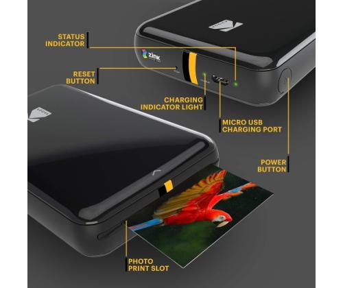 Kodak STEP Instant Mobile Photo -tulostin Colour ZINK 2x3 ' 1 ppm, Bluetooth, musta