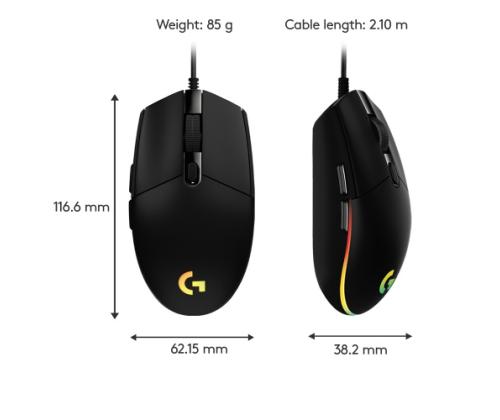 Logitech G203 Lightsync langallinen pelihiiri USB-A, 8000 DPI, musta
