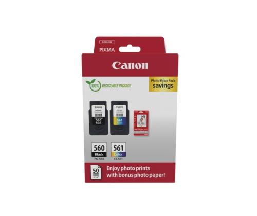Canon CRG PG-560/CL-561 + Photo Paper Value Pack (3713C008) mustepatruunoiden monipakkaus, BK/CMY