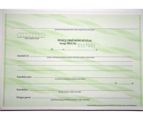 Pinigų priėmimo kvitas, su Nr., A5, 2x50 0720-036