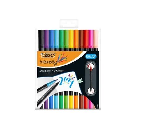 BIC Intensity Dual Tip huopakynät 2 in 1, 12 väriä
