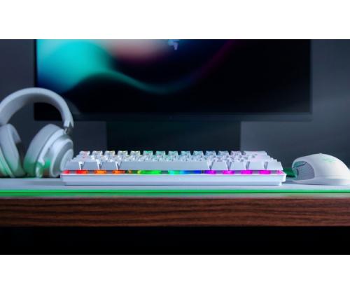 Razer Huntsman Mini Gaming-näppäimistö, RGB LED-valo, US, langallinen, violetti kytkin, Mercury valkoinen