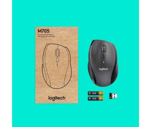 Logitech Marathon M705 langaton hiiri, langaton RF, 1000 DPI, musta/harmaa