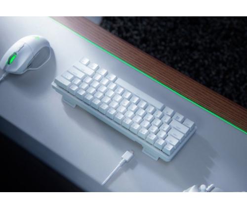 Razer Huntsman Mini Gaming-näppäimistö, RGB LED-valo, US, langallinen, violetti kytkin, Mercury valkoinen