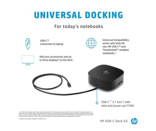 HP USB-C Dock G5 (5TW10AA) telakointiasema, musta