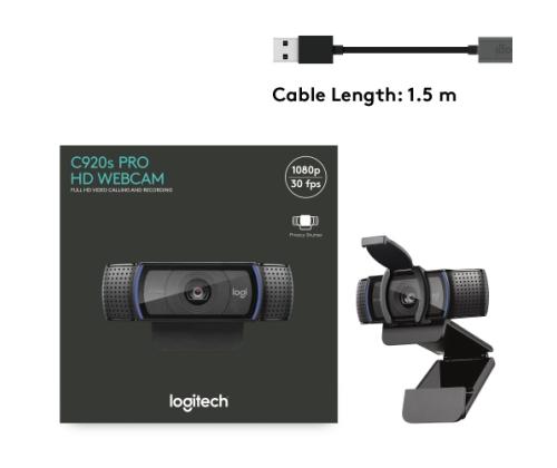 Logitech C920s PRO HD Webcam FHD 1920x1080, USB-A, musta