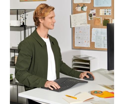 Logitech LIFT vasen langaton hiiri, RF Wireless + Bluetooth, 4000 DPI, grafiittipunainen