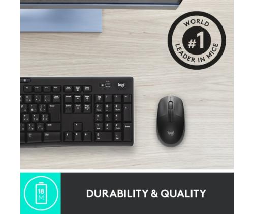 Logitech M190 täysikokoinen langaton hiiri, langaton RF, 1000 DPI, hiilenvärinen