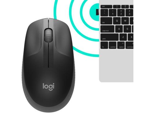 Logitech M190 täysikokoinen langaton hiiri, langaton RF, 1000 DPI, hiilenvärinen