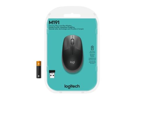 Logitech M190 täysikokoinen langaton hiiri, RF Wireless, 1000 DPI, hiilenvärinen (SPEC)