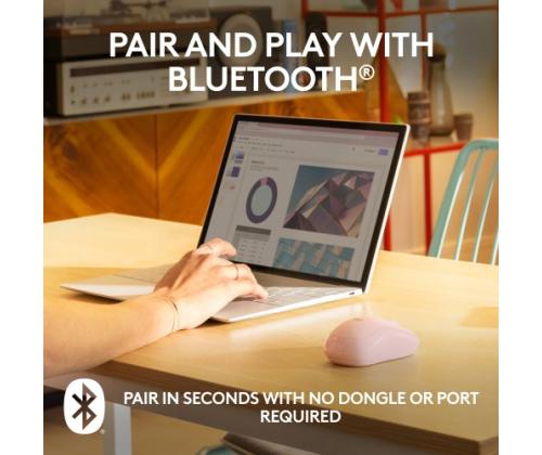 Logitech M240 hiljainen langaton hiiri, Bluetooth, ruusunpunainen