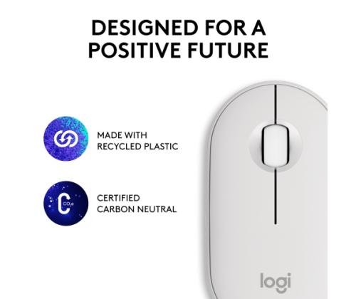Logitech Pebble 2 M350s langaton hiiri, langaton RF + Bluetooth, 4000 DPI, sävyltään valkoinen väri