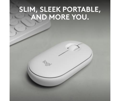 Logitech Pebble 2 M350s langaton hiiri, langaton RF + Bluetooth, 4000 DPI, sävyltään valkoinen väri