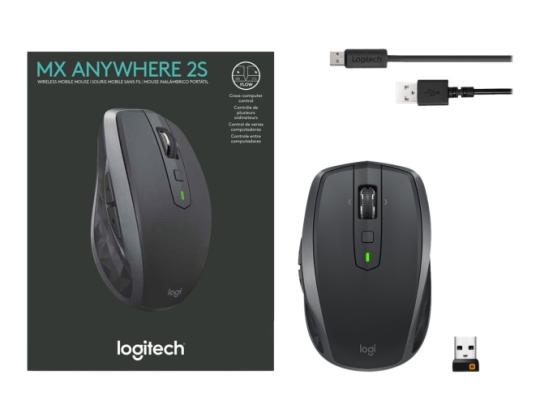 Logitech MX Anywhere 2S langaton hiiri, RF Wireless + Bluetooth, 4000 DPI, grafiitti