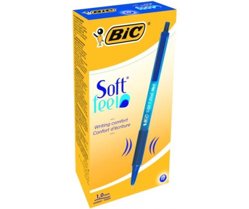 BIC Kuulakärkikynät SOFTFEEL CLIC 0,32 mm, sininen, laatikko 12 kpl. 914346
