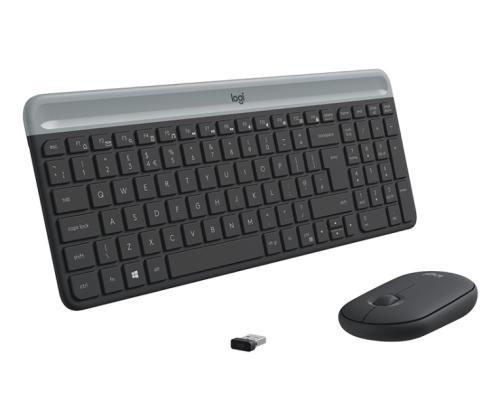 Logitech MK470 Slim Combo langaton näppäimistö + hiiri, US, grafiittipunainen