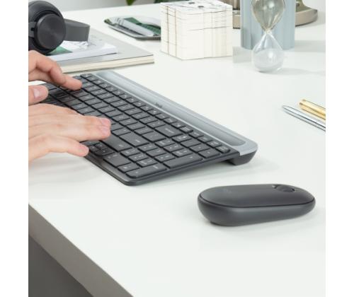 Logitech MK470 Slim Combo langaton näppäimistö + hiiri, US, grafiittipunainen