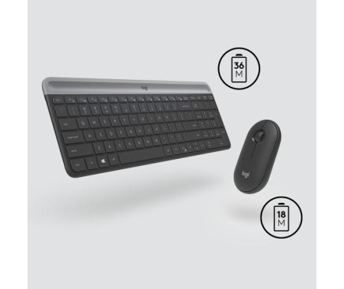 Logitech MK470 Slim Combo langaton näppäimistö + hiiri, US, grafiittipunainen
