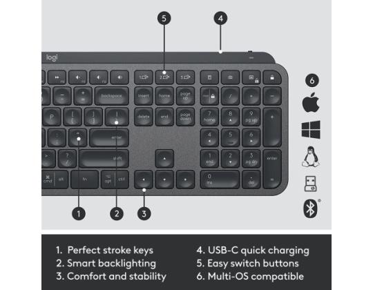 Logitech MX Keys Combo for Business Gen 2 - Näppäimistö, kämmentuki ja hiirisarja, grafiitti