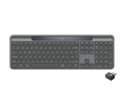 Logitech Signature Slim Solar+ K980 for Business Langaton näppäimistö, RF+Bluetooth, US Int, grafiittipunainen