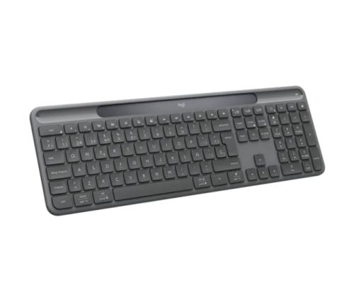 Logitech Signature Slim Solar+ K980 for Business Langaton näppäimistö, RF+Bluetooth, US Int, grafiittipunainen