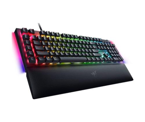 Razer BlackWidow V4 langallinen pelinäppäimistö, RGB LED, USB QWERTY, US, keltainen kytkin, musta