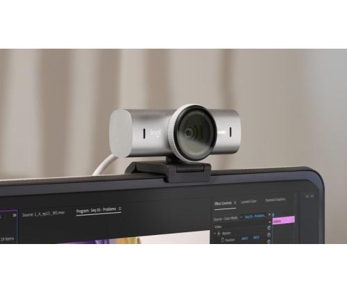 Logitech MX Brio -verkkokamera, 8,5 MP, 4K Ultra HD 3840x2160, USB-C, vaaleanharmaa