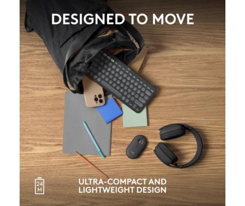 Logitech Pebble 2 M350s langaton hiiri, langaton RF + Bluetooth, 4000 DPI, sävyltään grafiittinen