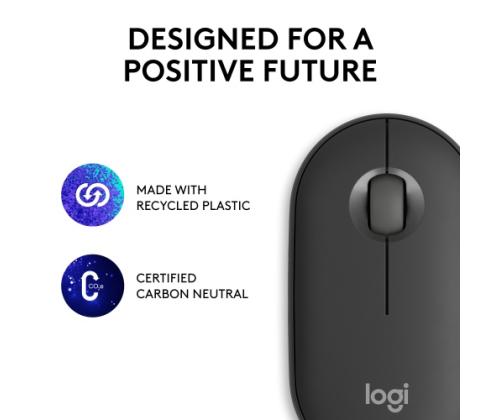Logitech Pebble 2 M350s langaton hiiri, langaton RF + Bluetooth, 4000 DPI, sävyltään grafiittinen
