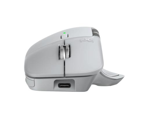 Logitech MX Master 4 langaton hiiri RF langaton + Bluetooth, 8000 DPI, vaaleanharmaa