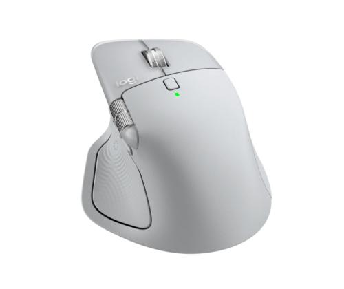 Logitech MX Master 4 langaton hiiri RF langaton + Bluetooth, 8000 DPI, vaaleanharmaa