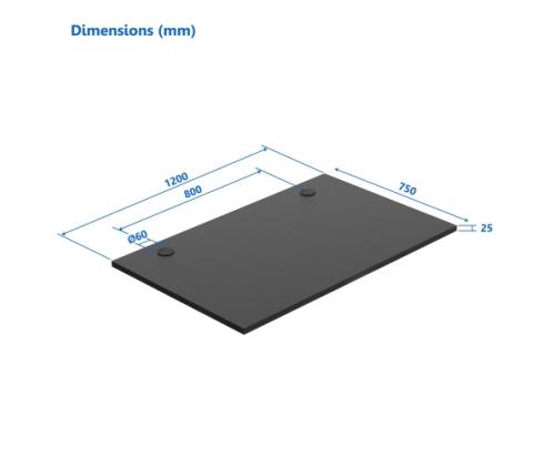 Laminoitu lastulevy Pöytälevy Up Up, musta 1200x750x25mm