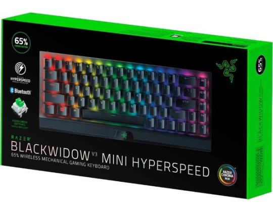 RAZER BlackWidow V3 Mini HyperSpeed Gaming USB+RF Wireless+Bluetooth kollane -kytkin, täytyy