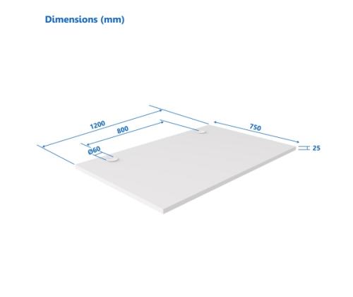 Laminoitu lastulevy Pöytälevy Up Up, valkoinen 1200x750x25mm