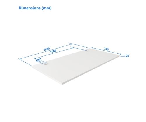 Laminoitu lastulevy Pöytälevy Up Up, valkoinen 1500x750x25mm