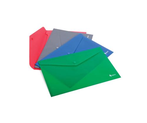 Muovikirjekuori painonapilla A4 FORPUS 100 arkille harmaa