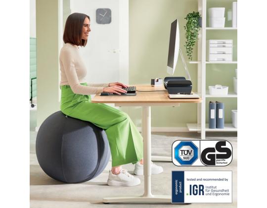 Istuinpallo ergonominen LEITZ Ergo 65cm.Anti-Roll-Away tummanharmaa