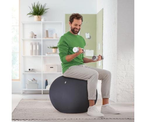 Istuinpallo ergonominen LEITZ Ergo 75cm.Anti-Roll-Away tummanharmaa