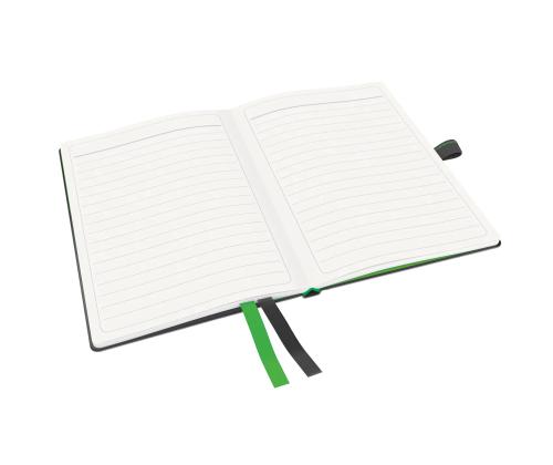 Konttorikirja A6 100a kuminauhalla Leitz Complete musta