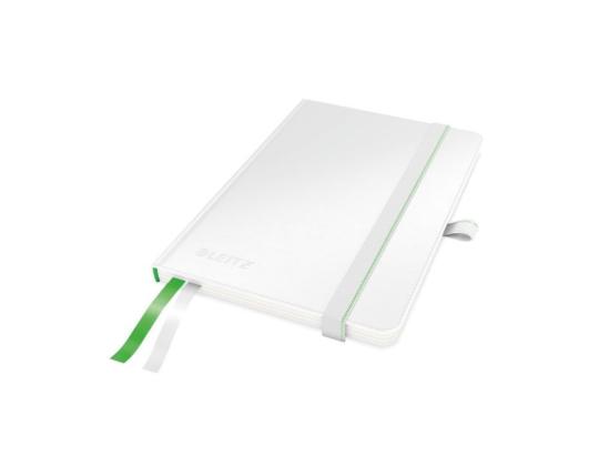 Konttorikirja A6 100a kuminauhalla Leitz Complete valkoinen