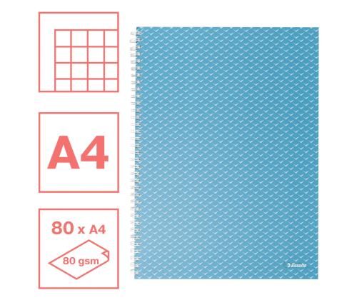 Kansi kierresidoksessa A4 ESSELTE rei´itetyt pahvikannet ruudullinen 80 sivua