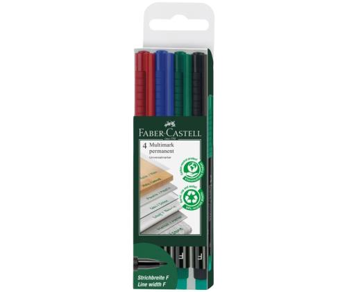Muovimerkkauskynä FABER-CASTELL Multimark F ja pyyhekumi 4-värinen setti