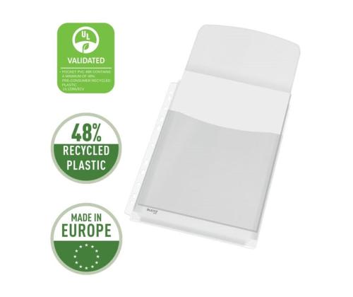 Muovitaskullinen U-taskullinen A4-sidonta, läpällä, 170 mikronia, jopa 200 arkkia, 5 kpl/pkt, Leitz