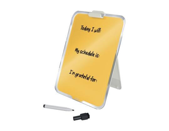 Lasitaulu-magneettitaulu LEITZ Cozy 220x300mm pöytään + keltainen tussi