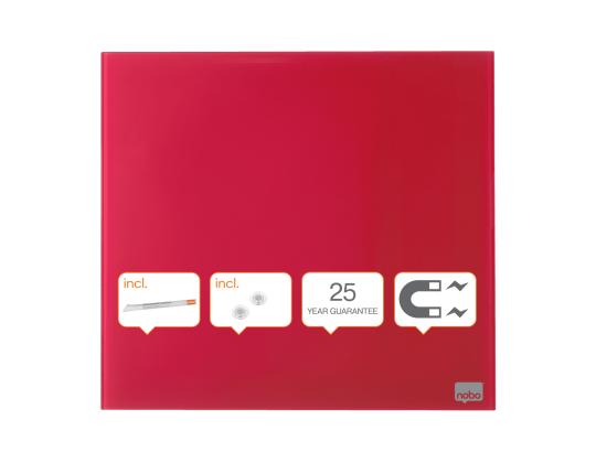 Lasilevy-magneettilevy NOBO Impression Pro Sq.Tiles 300x300mm, punainen