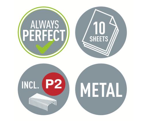 Nitoja ja rei´itin LEITZ Mini Wow 10 arkkia helmenvalkoinen (nro 10 niittiä)