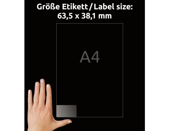 Tarratarra AVERY Zweckform 63,5x38,1mm läpinäkyvä polyesterikalvo 25 arkkia (L7560-25)