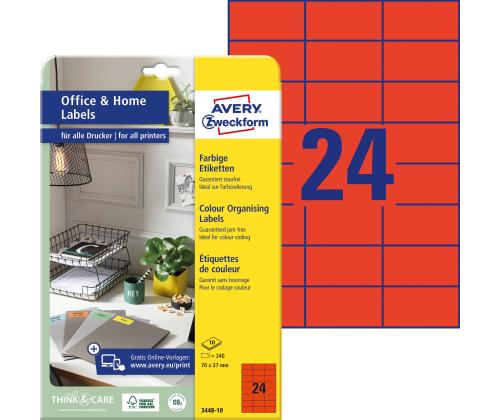 Tarrat Avery Zweckform 70x37mm ILC punainen 10sh