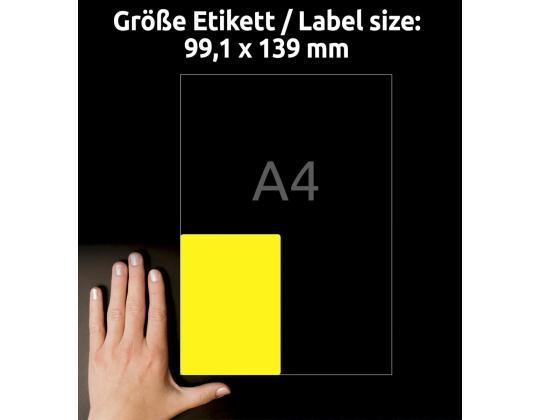 Tarratarra valmistettu polyesterikalvosta säänkestävästä AVERY Zweckform 99.1x139mm 20 arkkia keltainen (L611.907-20)
